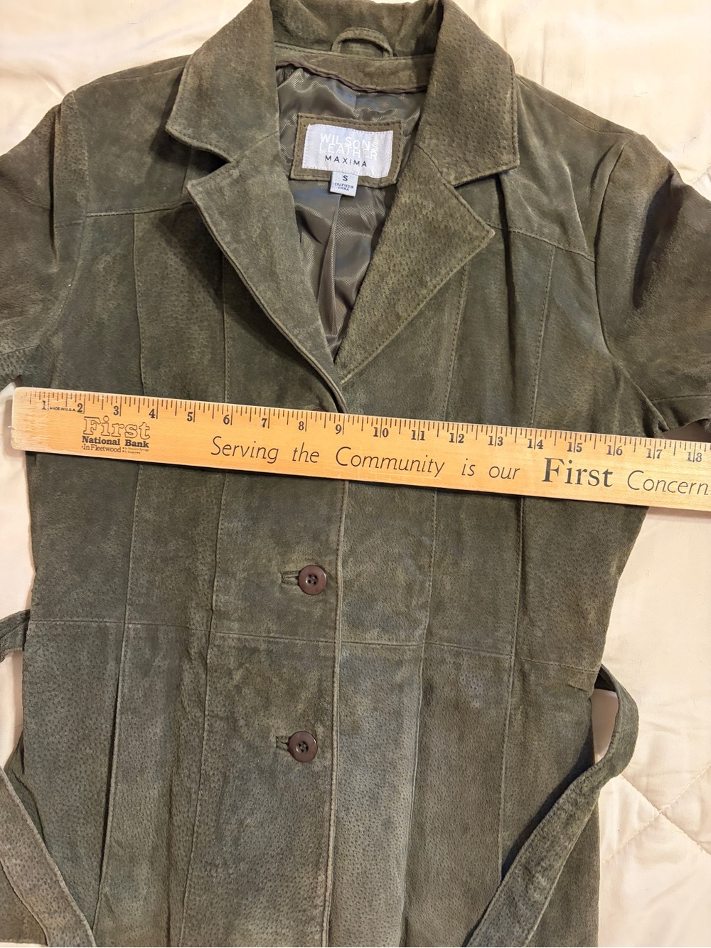 Vintage Wilson’s Leather Dark Olive Green Leather Suede Coat. NTN. Size S - Picture 11 of 12